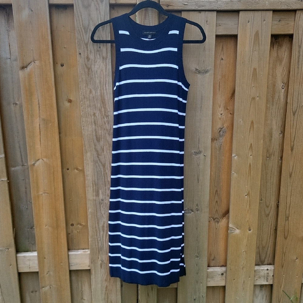 Banana Republic Blue and White Midi Dress